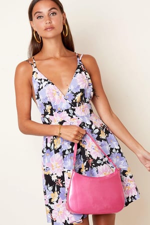 Handtasche in Lackoptik Rosa Polyurethan h5 Bild3